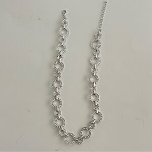 Elegant Silver Chain Necklace Rhinestone Ring